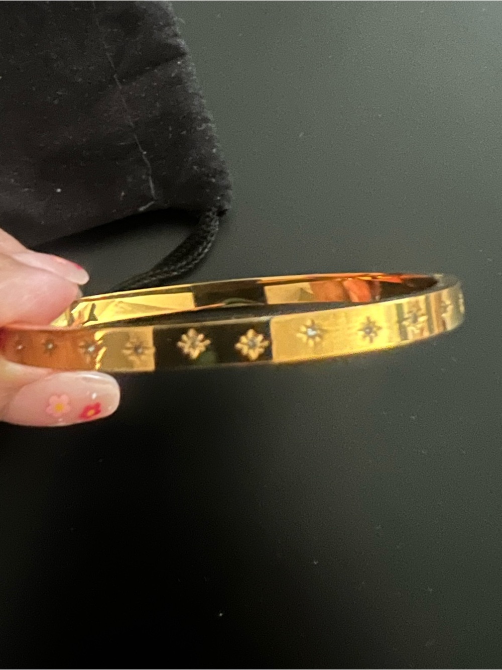 Gold  Engraved Bangle Bracelet - Women Accessories